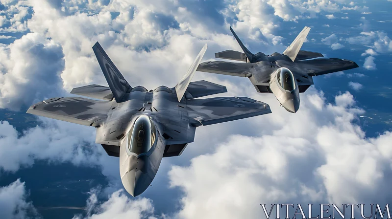 Fighter Jets Flying Above the Clouds AI Image