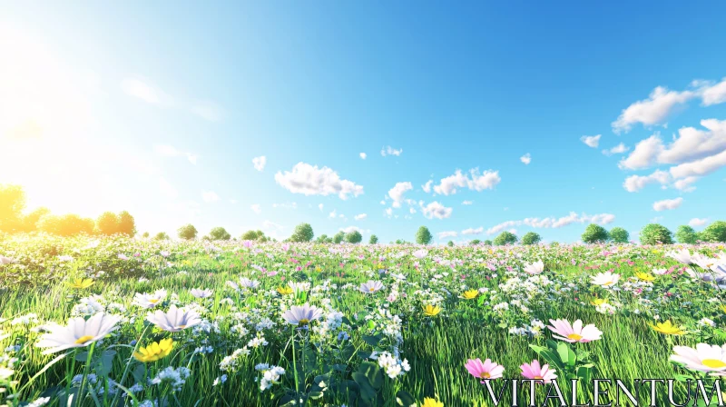 Wildflower Meadow with Sunlit Horizon