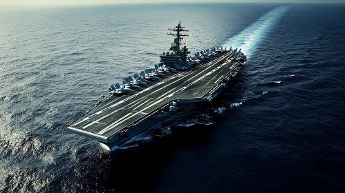 Majestic Aircraft Carrier on the Sea