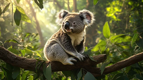 Tranquil Koala on Eucalyptus Branch AI Image