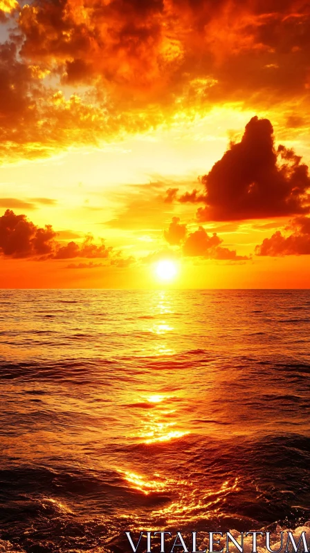 Stunning Ocean Sunset with Dramatic Sky AI Image