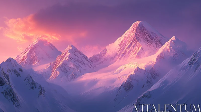 AI ART Majestic Snow-Capped Peaks at Dusk