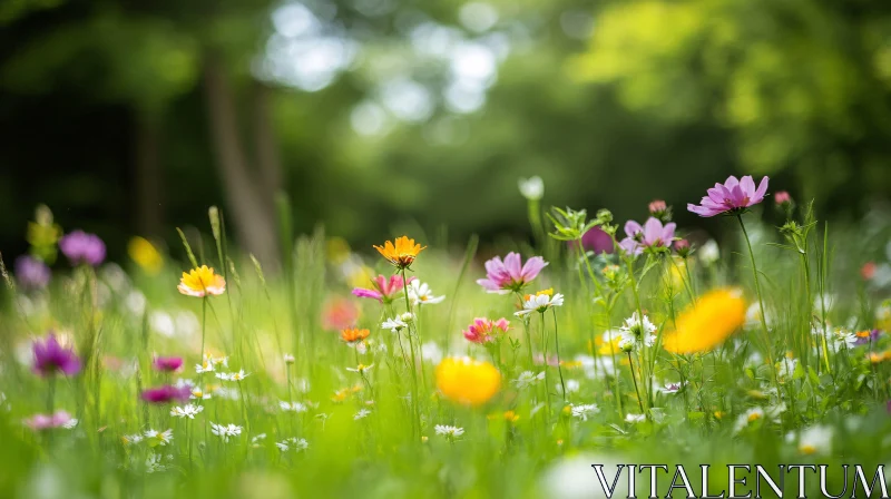 AI ART Colorful Blossoms in a Tranquil Field