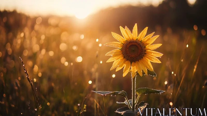 Sunset Sunflower in Bloom AI Image