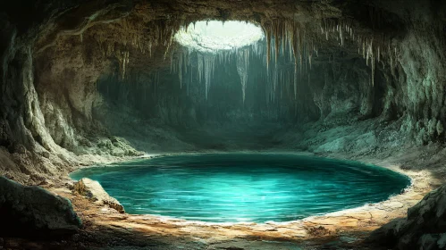 Mystical Underground Cave with Turquoise Water