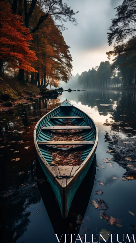 Serenity of an Autumn River Scene AI Image