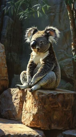 Peaceful Koala on Rock