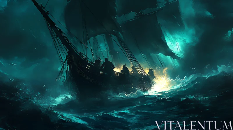 Stormy Ocean Voyage AI Image