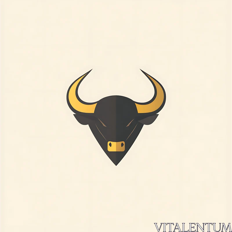 Simple Geometric Bull Emblem AI Image