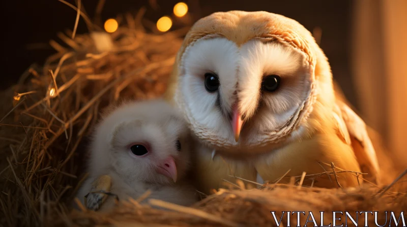 Charming Portraits of Barn Owls in Soft Lighting AI Image