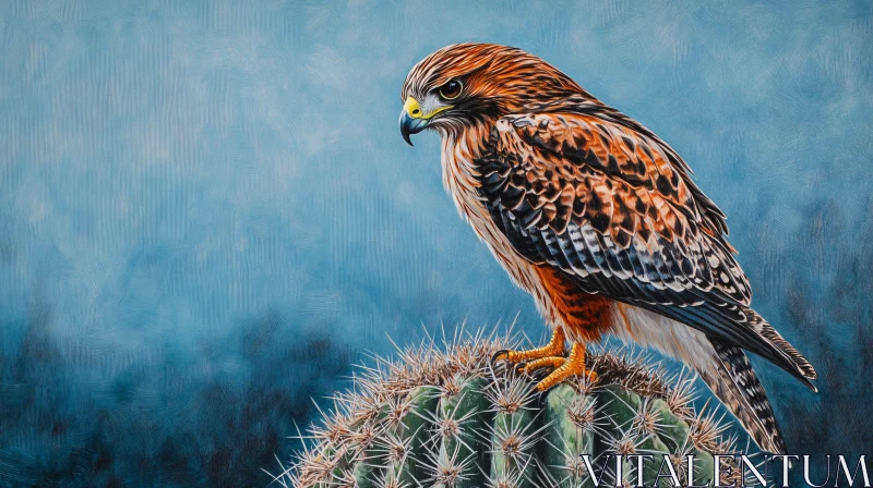 Hawk on Cactus AI Image