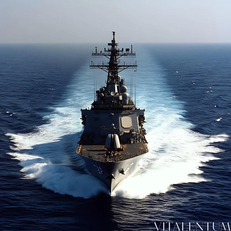 Powerful Navy Vessel on Open Sea AI Image