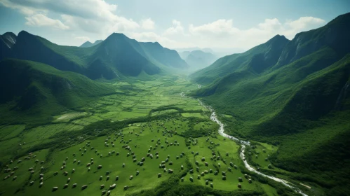 Pastoral Scenes of Green Valleys and Majestic Elephants