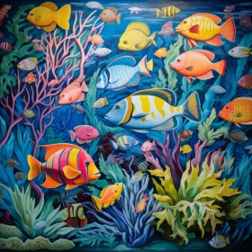 Underwater Coral Reef and Fish Mural Painting