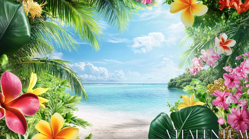 AI ART Idyllic Caribbean Paradise with Vibrant Flora