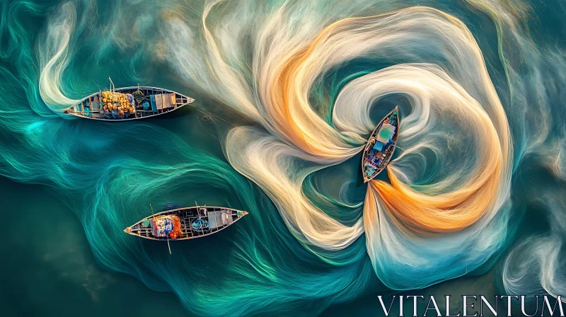 AI ART Swirling Fishing Nets Aerial View