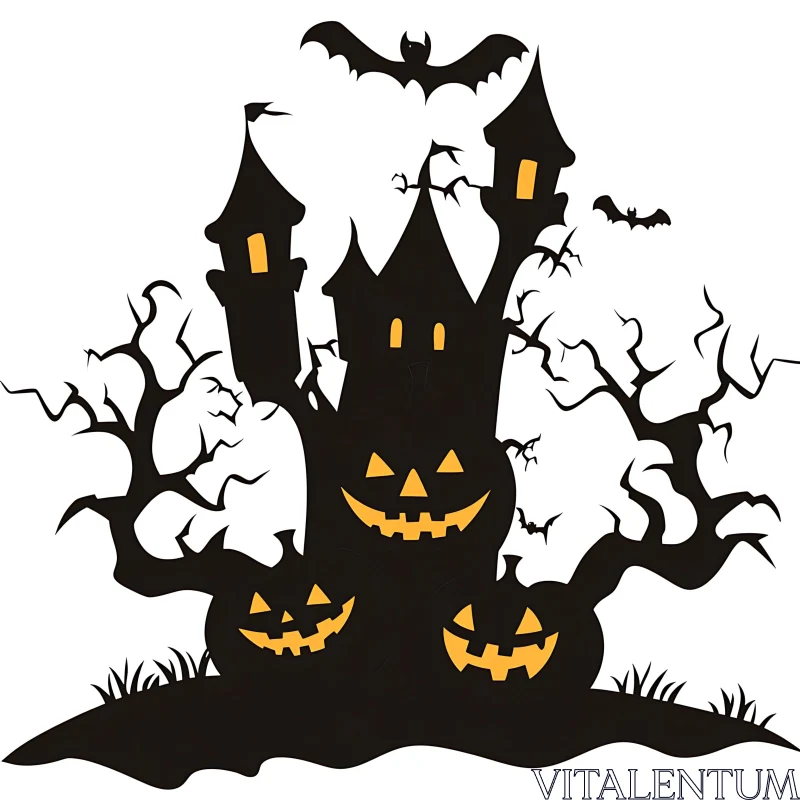 AI ART Eerie Haunted Halloween Castle