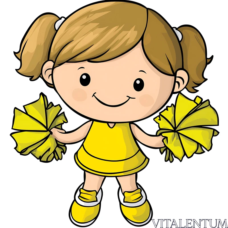 Cute Cheerleader Cartoon Drawing AI Image