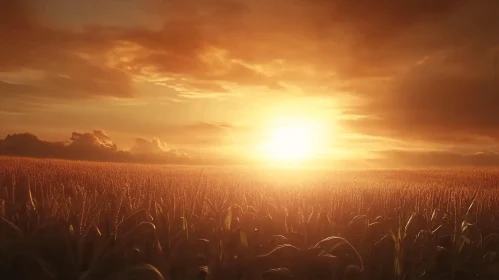 Golden Sunset Over Wheat Field