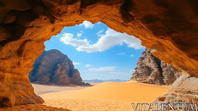 AI ART Captivating Desert Landscape Framed by Cave