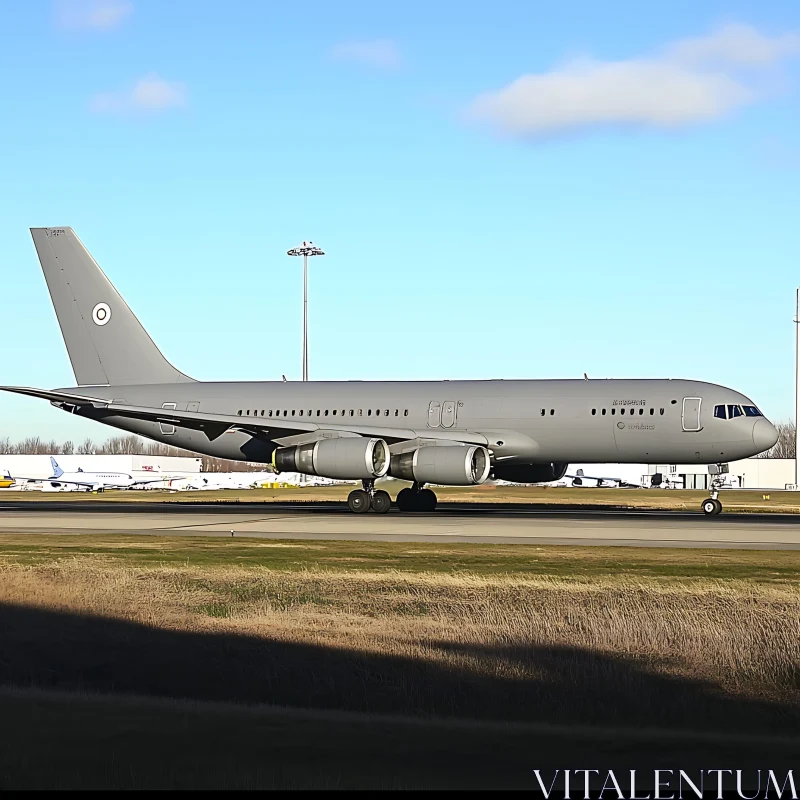 Gray Aircraft on Taxiway AI Image