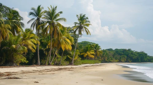 Calm Coastal Paradise with Lush Palm Trees