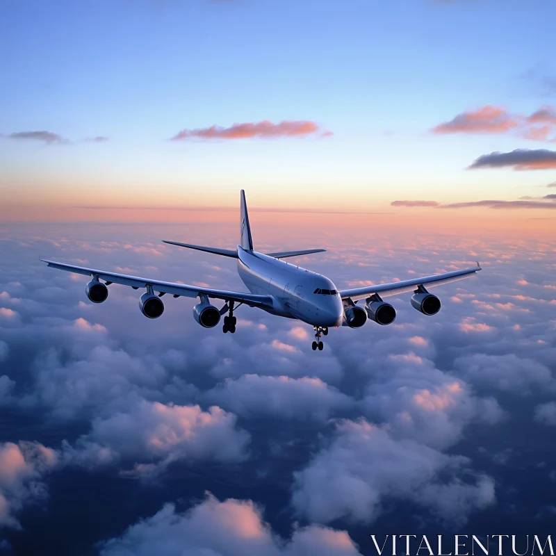 Aircraft Journey at Sunset AI Image