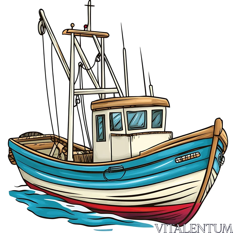 Artistic Depiction of a Fishing Vessel AI Image