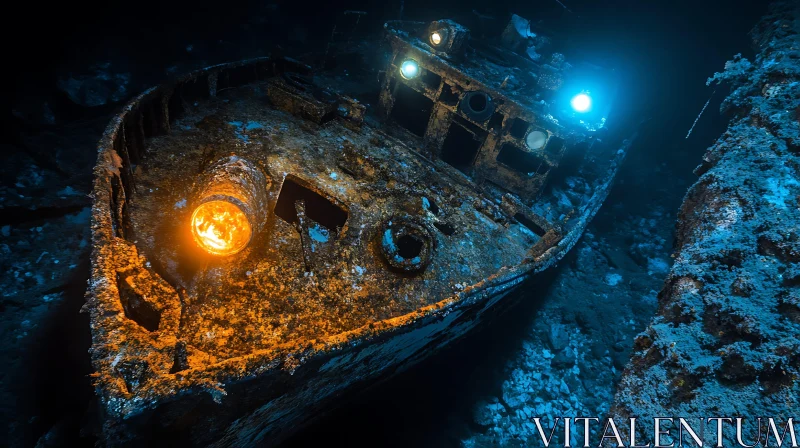 Submerged Vessel in Ocean Depths AI Image