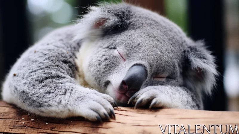 Dreamy Symbolism Art: Sleeping Koala on a Log AI Image