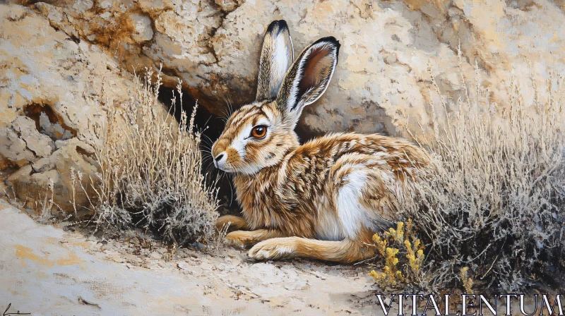 Intricate Desert Bunny Illustration AI Image