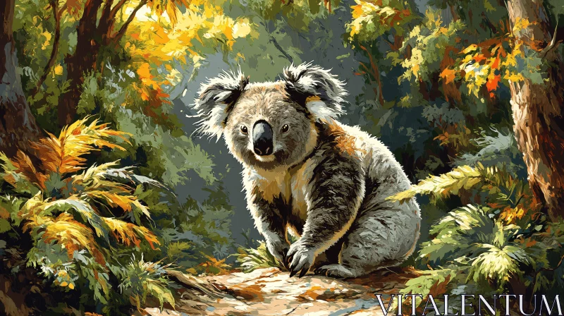 Koala Artwork in Nature AI Image