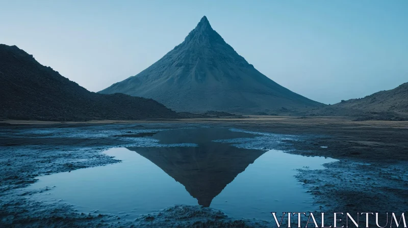 Mountain Reflection in Serene Landscape AI Image