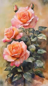 Delicate Roses in Watercolor Art