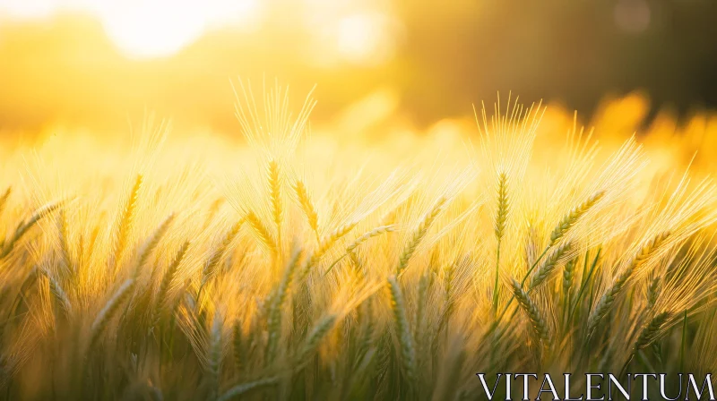 Sunlit Wheat Field in Golden Hour AI Image