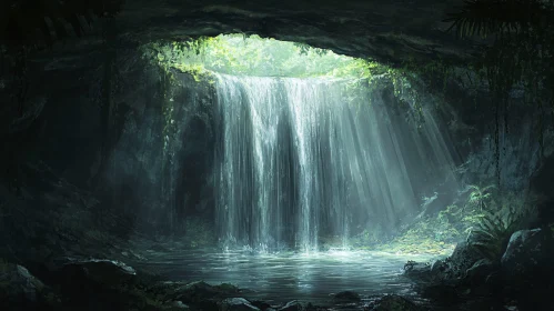 Secret Waterfall in a Cave