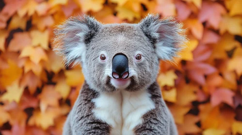 Koala and Autumn Leaves Harmony