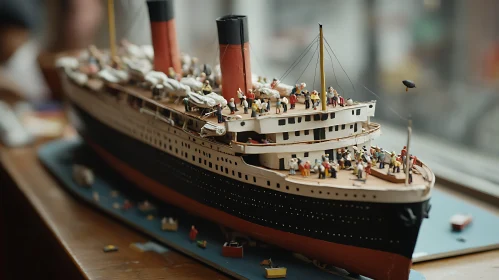 Miniature Ocean Liner with Intricate Details