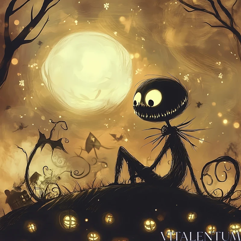 AI ART Enchanting Halloween Scene with Full Moon