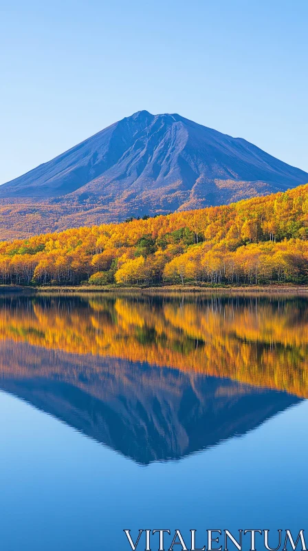 Autumn Mountain Mirror in Serene Lake AI Image