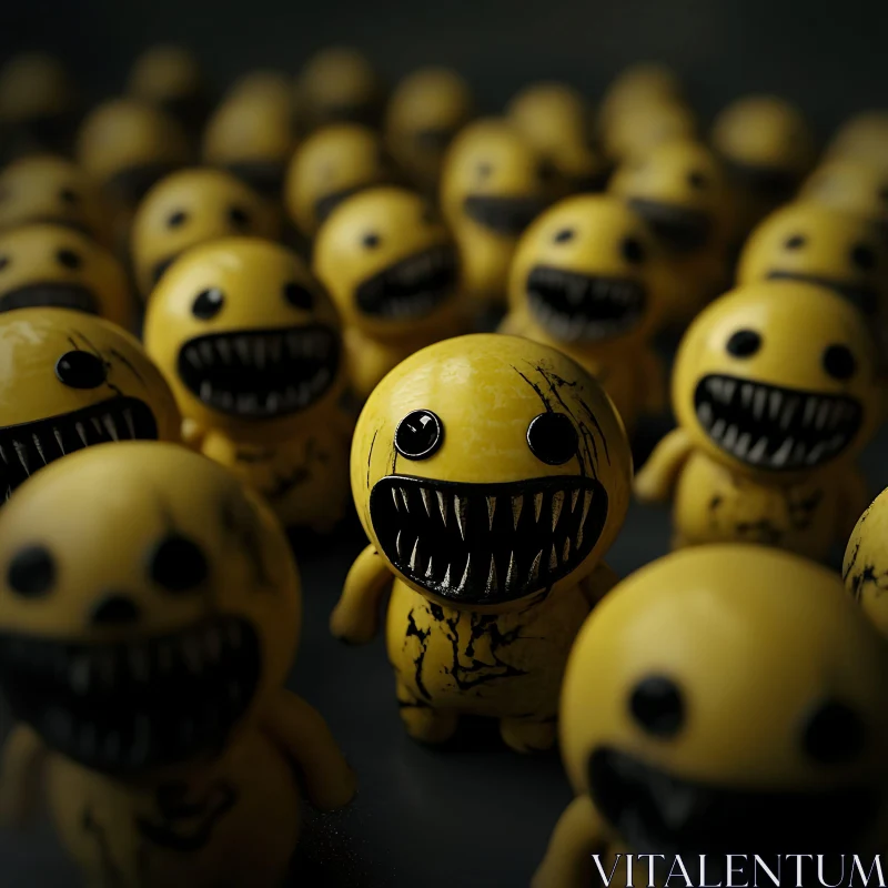 AI ART Unsettling Yellow Grinning Toys