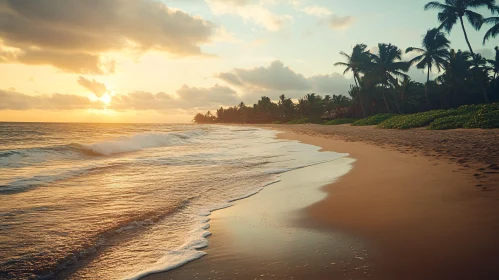 Calm Ocean Shoreline at Sunset