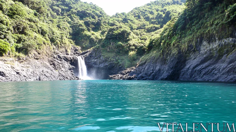 Serene Waterfall in Untouched Nature AI Image