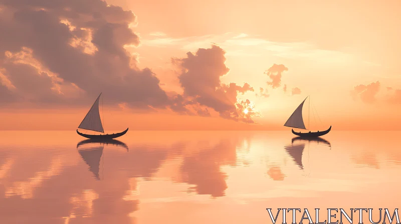 Serene Sunset Sailing AI Image