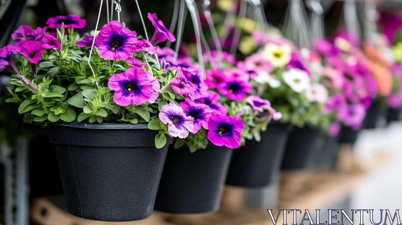 AI ART Colorful Hanging Petunias in Bloom