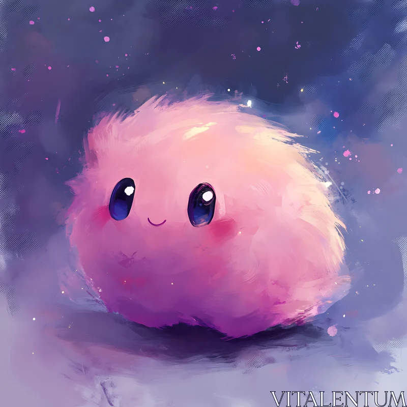 AI ART Sweet Smiling Pink Fluff Amidst Whimsical Colors