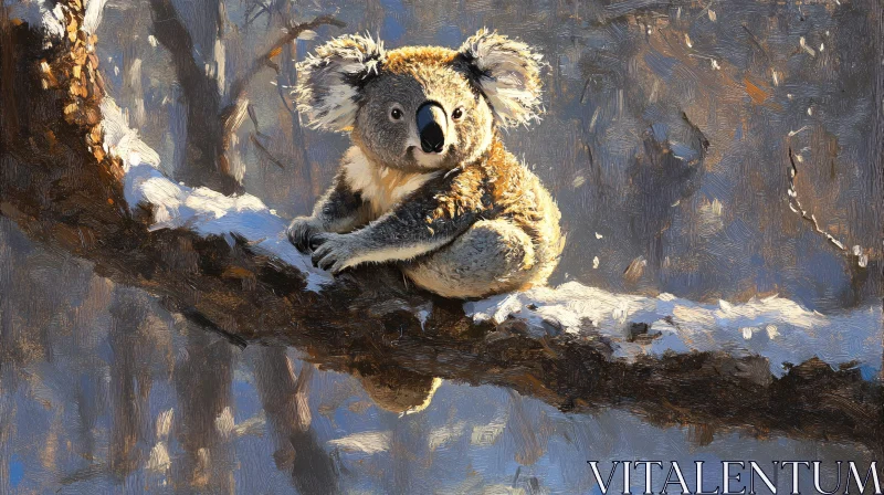 Koala Resting in Winter Habitat AI Image