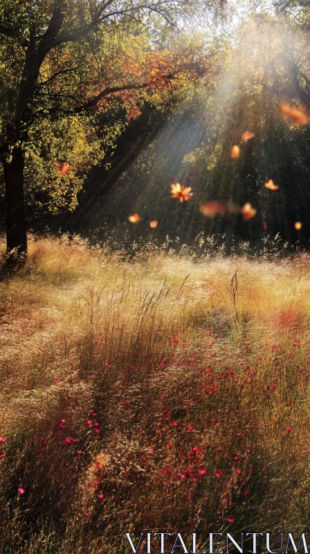 AI ART Sunlit Meadow in Autumn