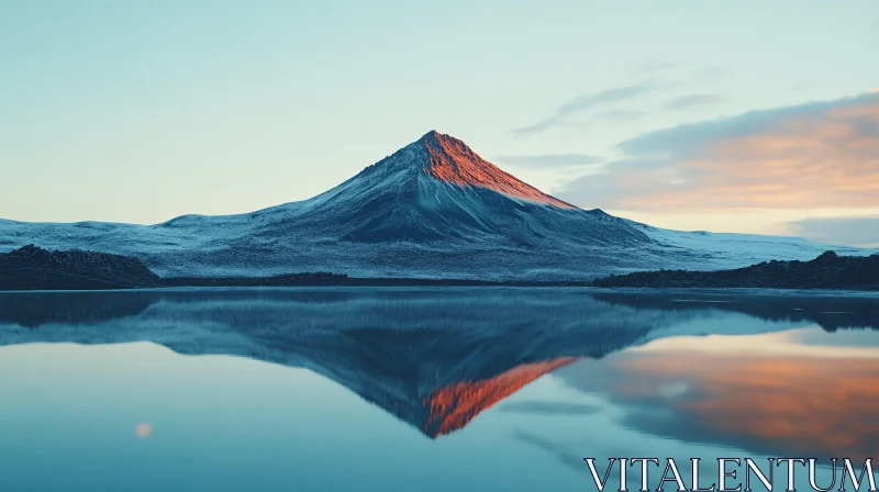 Sunset Mountain Reflection Over Tranquil Lake AI Image