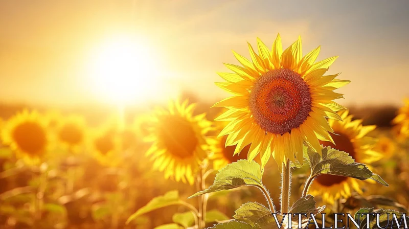 AI ART Sunflower Field at Dusk